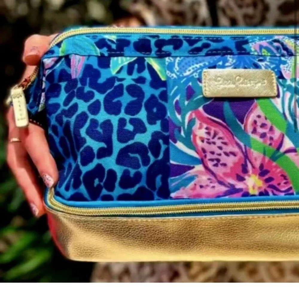 RARE NWT Lilly Pulitzer Pop Up Party Patch Makeup Pouch
